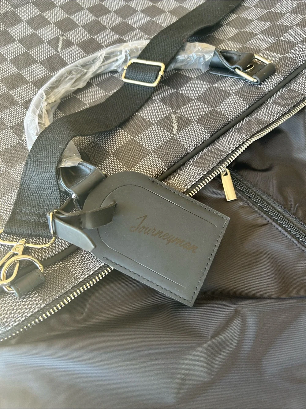 Journeyman Checkerboard Convertible Garment Bag - Black/Grey NWOT